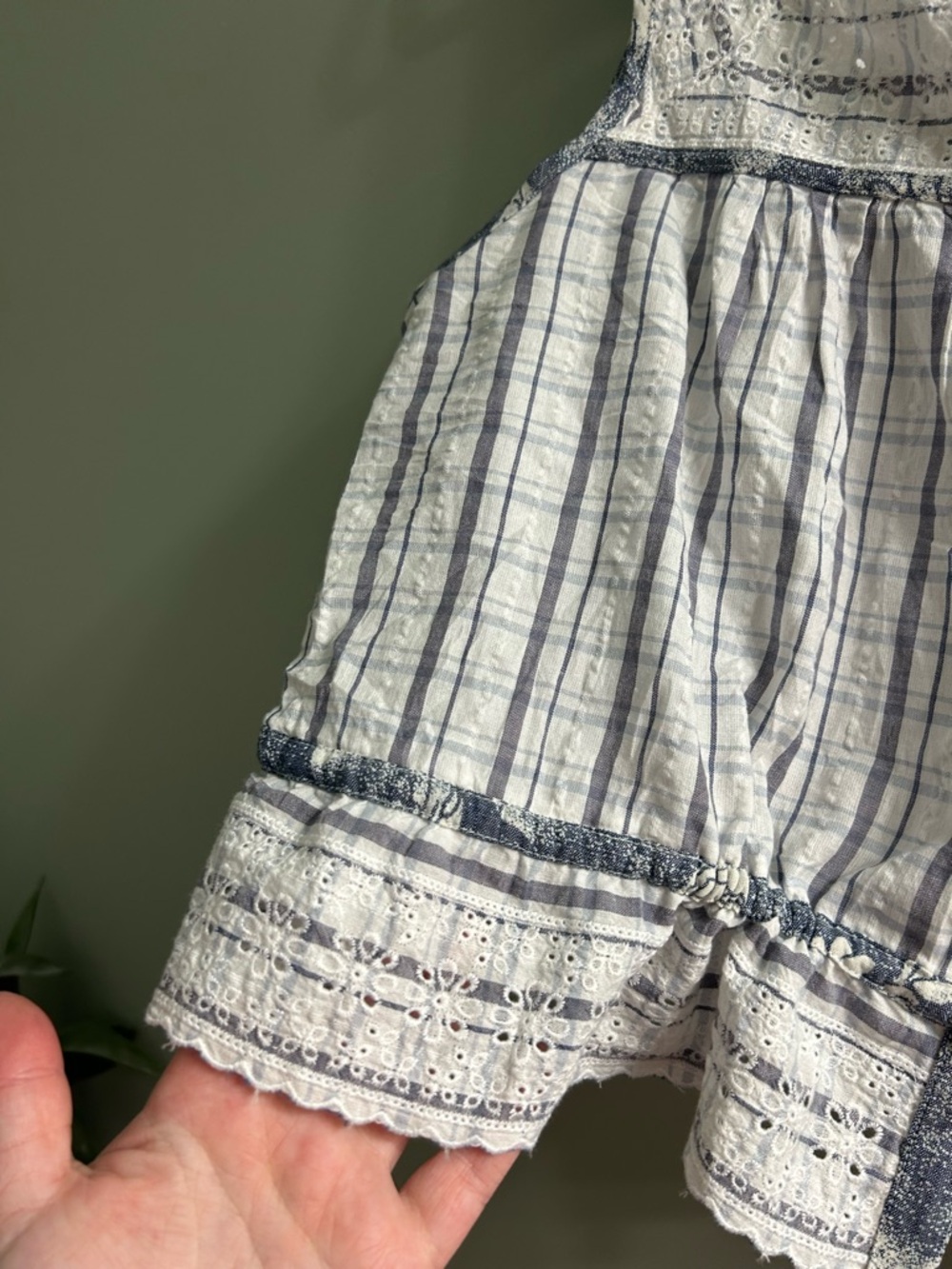 American eagle dainty floral eyelet tank top cropped striped plaid boho cotton - Picture 7 of 9